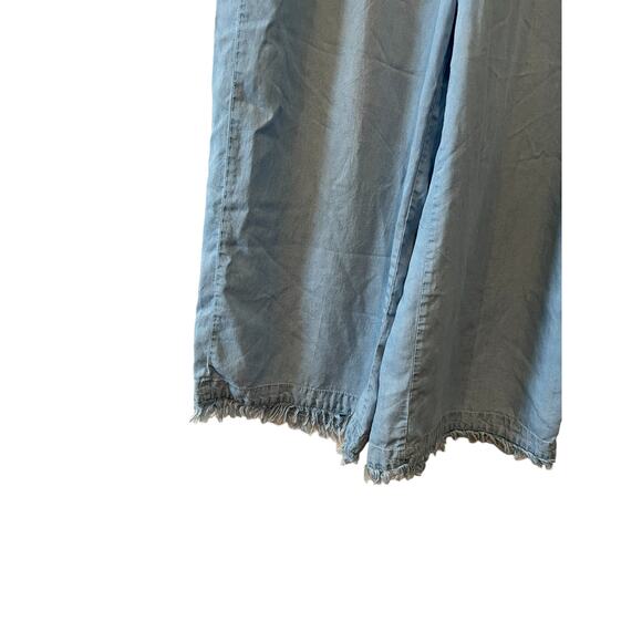Zac & Rachel Wide Leg Cropped Chambray Pants Blue S - Picture 3 of 5
